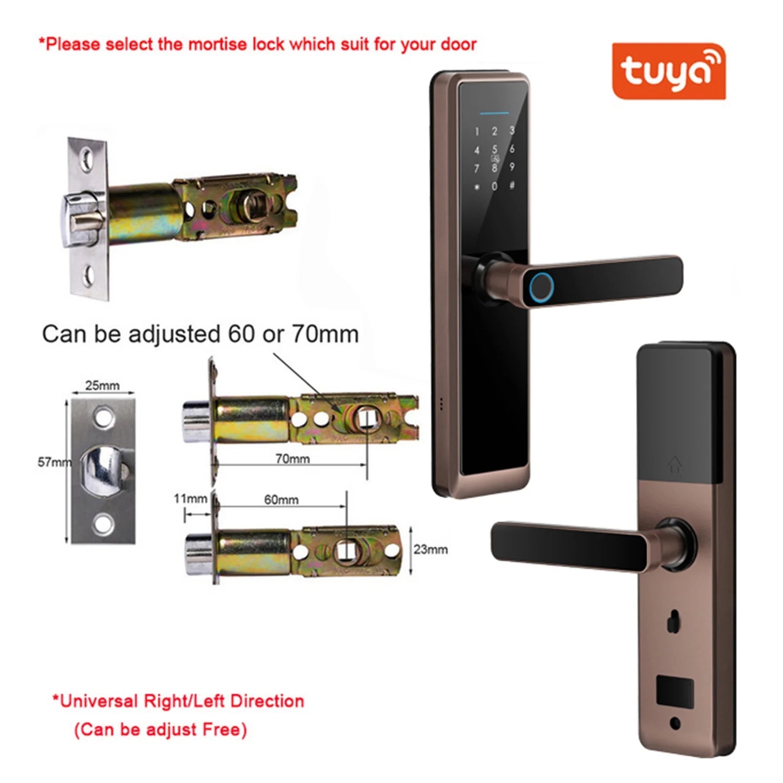 Tuya Biometric Fingerprint Door Lock Digital Smart Electronics Door Lock Password App Entry Door Lock for Home ,Easy to Use