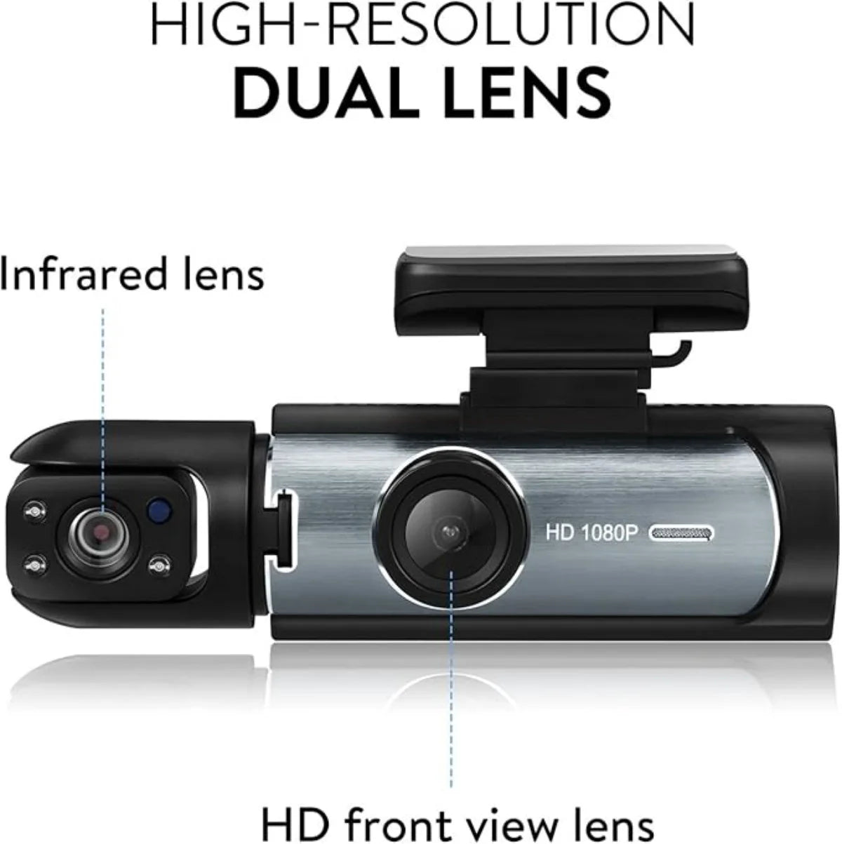 1080P Car Camera, Car Dash Cameras, Front and Inside, with Night Vision, Loop Recording DVR Camera