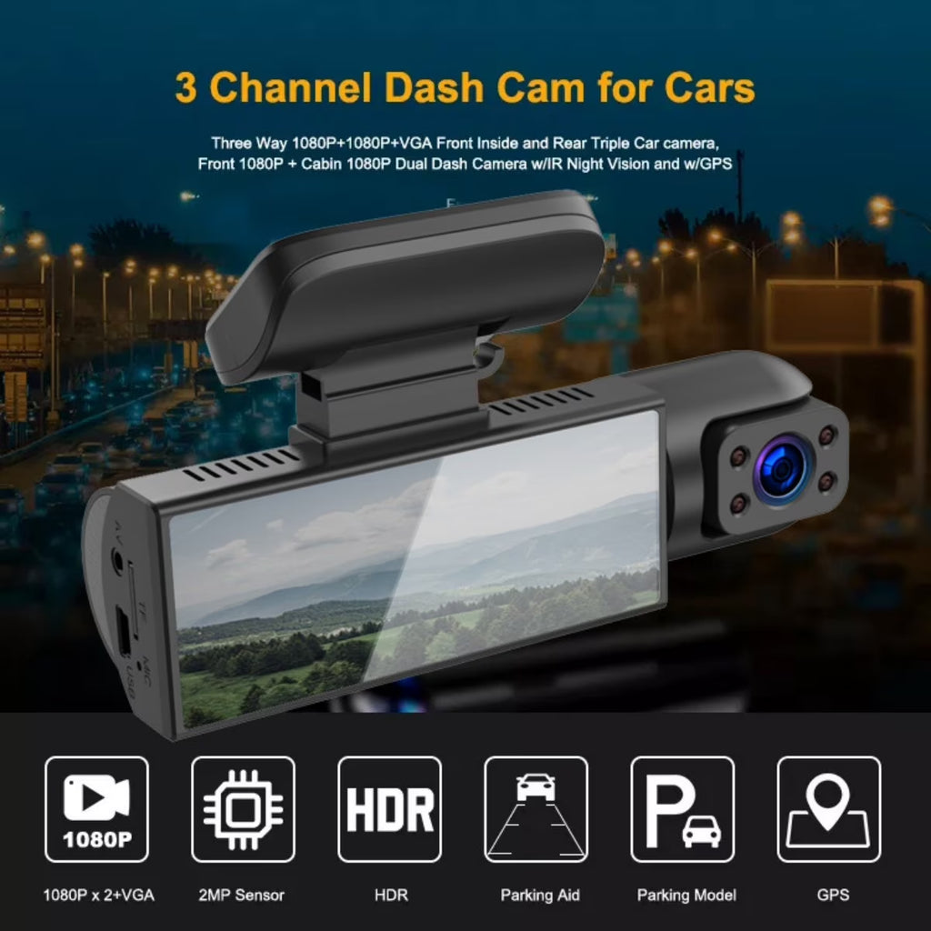 1080P Car Camera, Car Dash Cameras, Front and Inside, with Night Vision, Loop Recording DVR Camera
