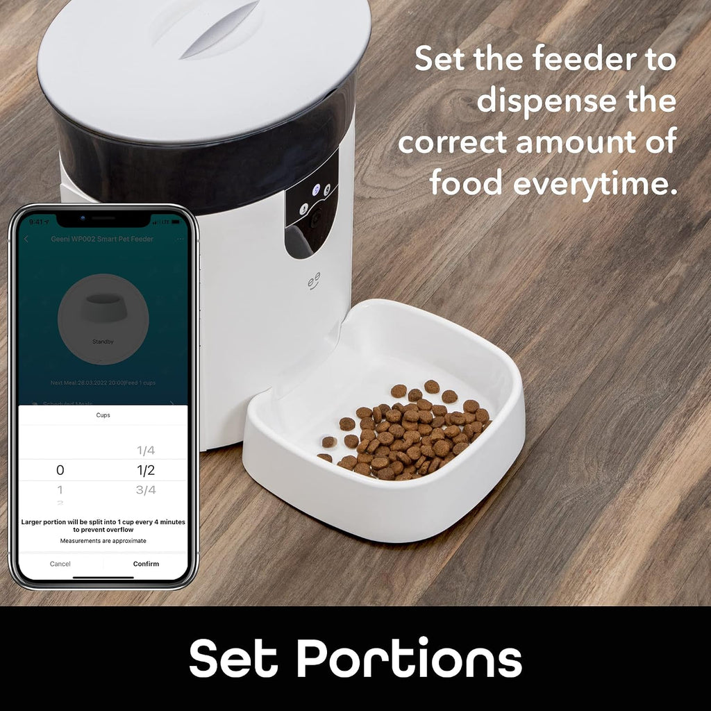 7L Automatic Cat Feeders with Smart Home Pet Camera, Timer & Voice, Automatic Dog Feeder for Alexa & Google