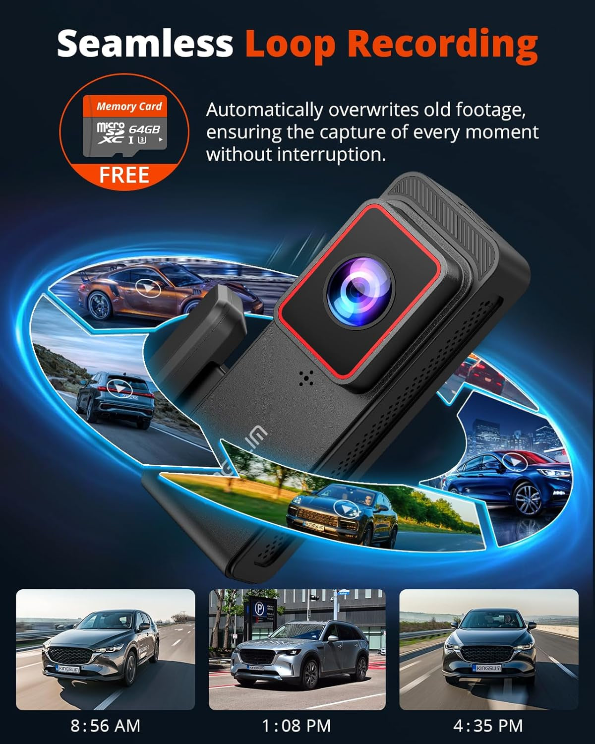 2K Dash Cam Front and Rear with 64GB SD Card, Wireless Wifi Dash Camera for Cars, 1.5'' Screen Mini Dashcam Front and Back, Support G-Sensor/Time Lapse 2 Kinds Parking Monitor