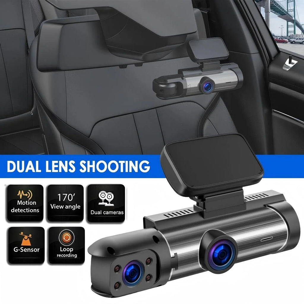 1080P Car Camera, Car Dash Cameras, Front and Inside, with Night Vision, Loop Recording DVR Camera