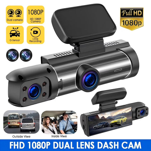 1080P Car Camera, Car Dash Cameras, Front and Inside, with Night Vision, Loop Recording DVR Camera