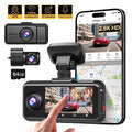 A6 3 Channel Dash Cam, Touch Screen, 2.5K+1080P+1080P Dash Cam Front and Rear Inside, 64GB Card, Triple Dash Camera with Wifi & GPS, Loop Recording, Night Vision