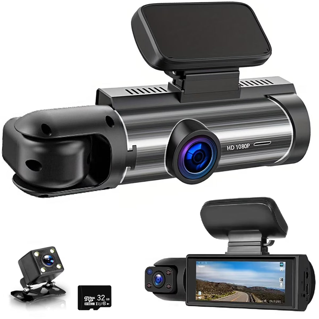 1080P Car Camera, Car Dash Cameras, Front and Inside, with Night Vision, Loop Recording DVR Camera