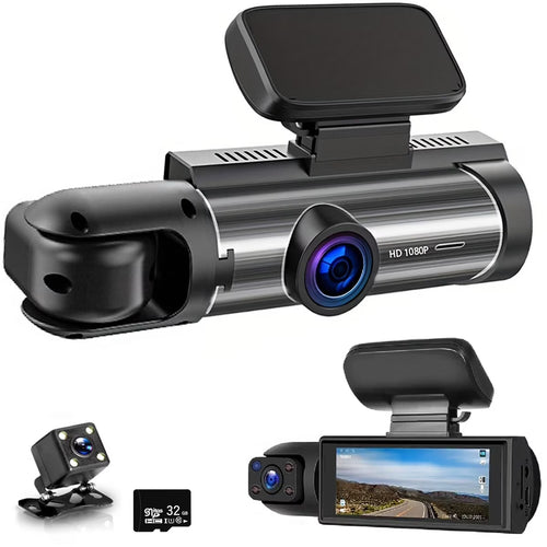 1080P Car Camera, Car Dash Cameras, Front and Inside, with Night Vision, Loop Recording DVR Camera