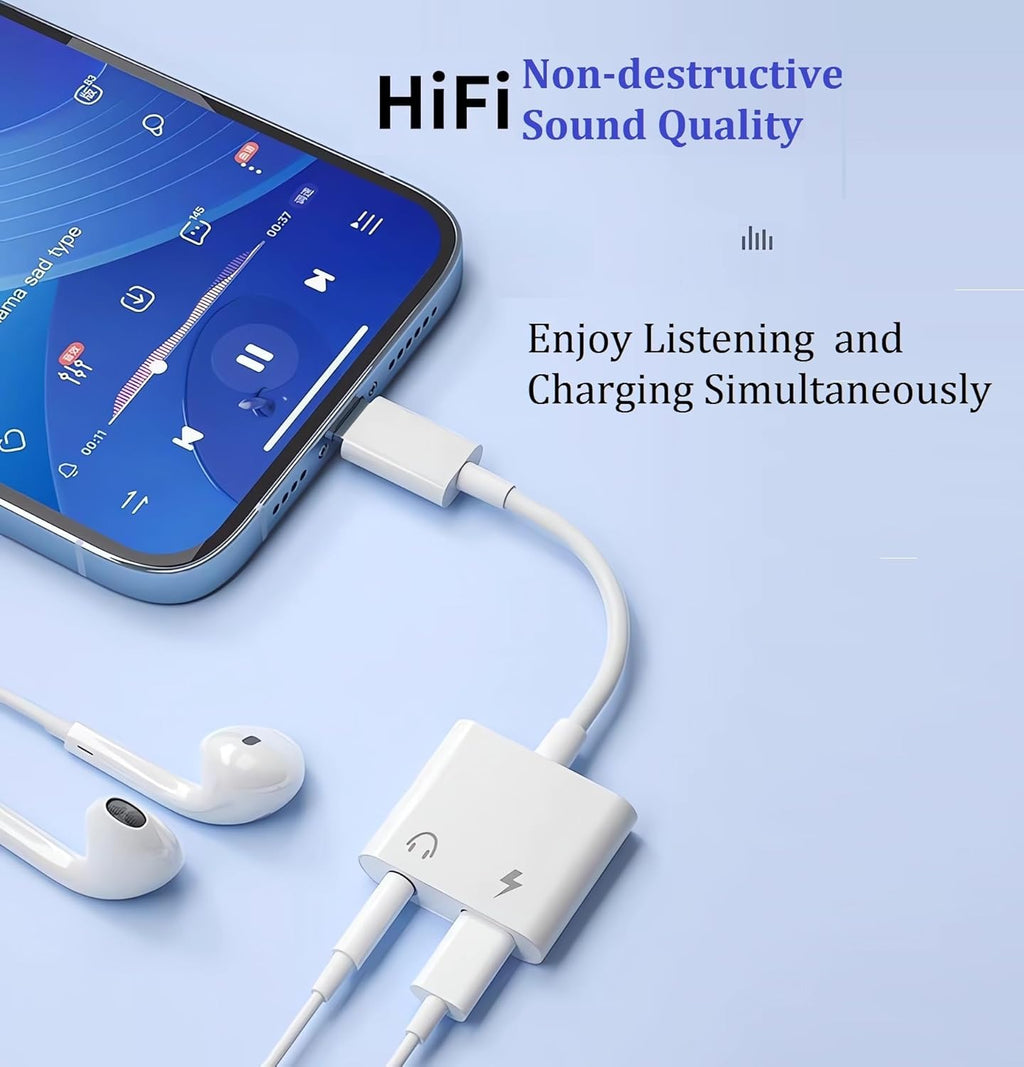 [Apple Mfi Certified] Dual USB C Headphone and Charger Adapter for Iphone 17, 2 Pack USB Type C to Aux Audio + Charge Dongle Adapter for Iphone 17/17 Pro/17 Pro Max/Air/16/16 Pro Max/15/15 Pro Max