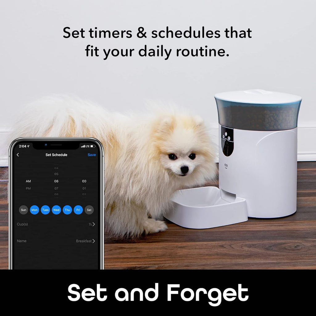 7L Automatic Cat Feeders with Smart Home Pet Camera, Timer & Voice, Automatic Dog Feeder for Alexa & Google
