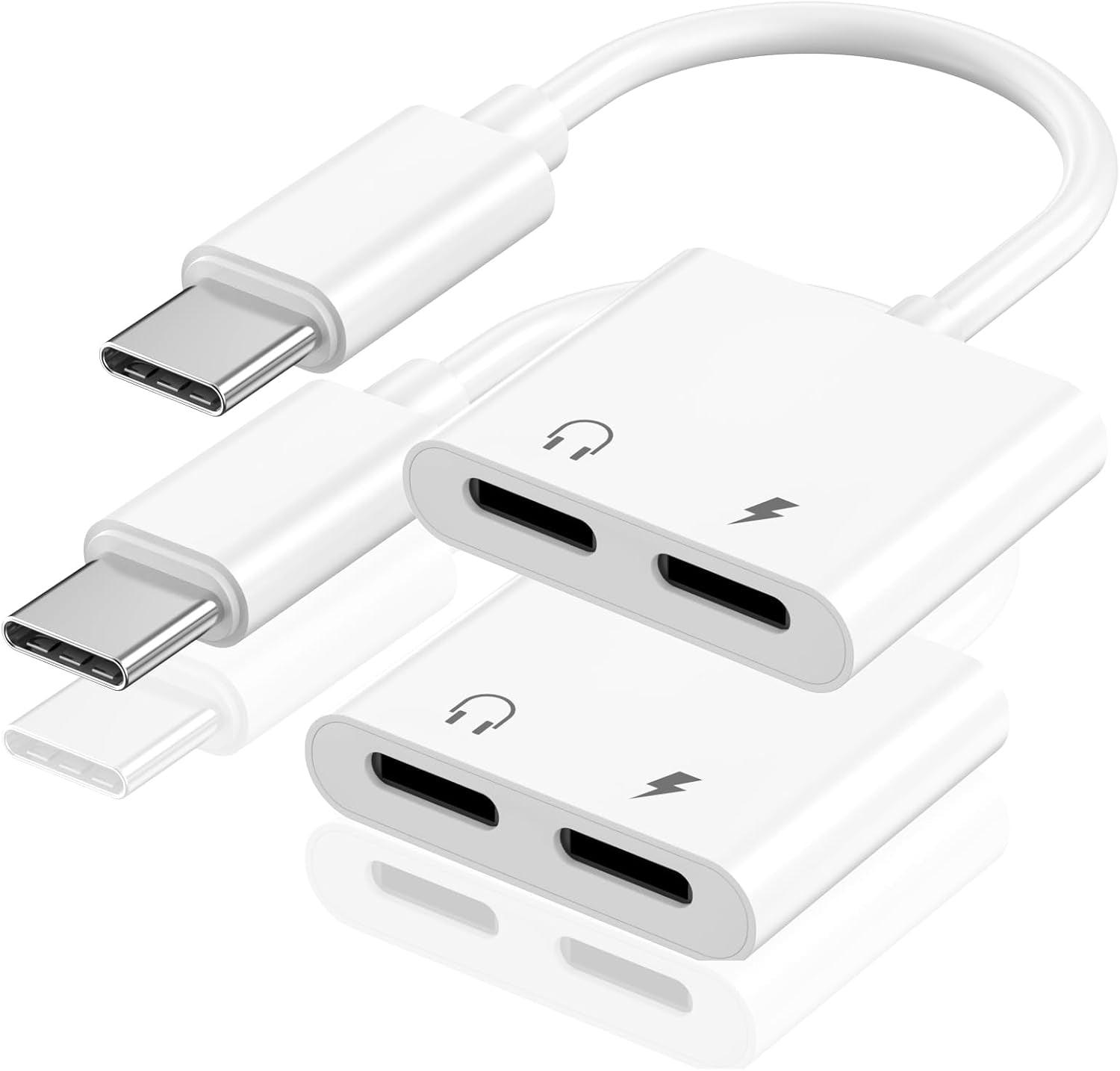 [Apple Mfi Certified] Dual USB C Headphone and Charger Adapter for Iphone 17, 2 Pack USB Type C to Aux Audio + Charge Dongle Adapter for Iphone 17/17 Pro/17 Pro Max/Air/16/16 Pro Max/15/15 Pro Max
