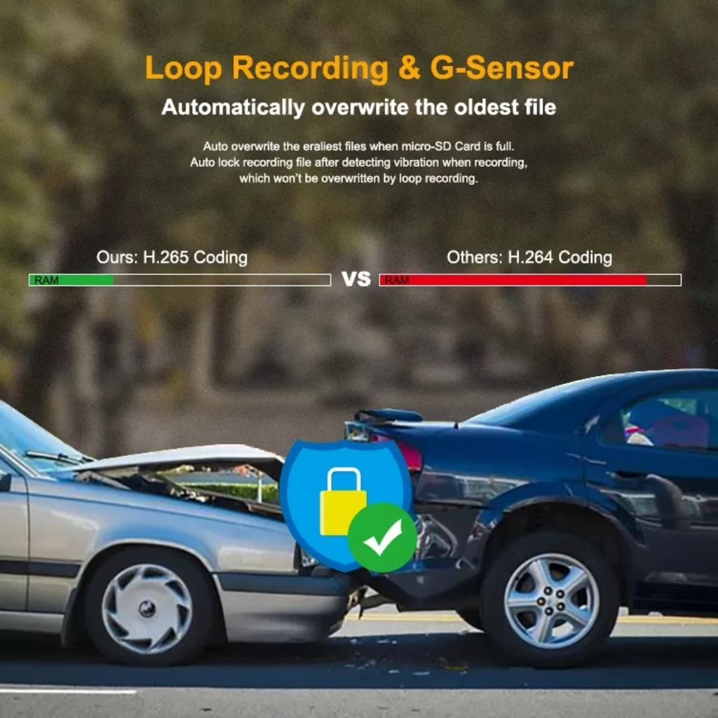 1080P Car Camera, Car Dash Cameras, Front and Inside, with Night Vision, Loop Recording DVR Camera