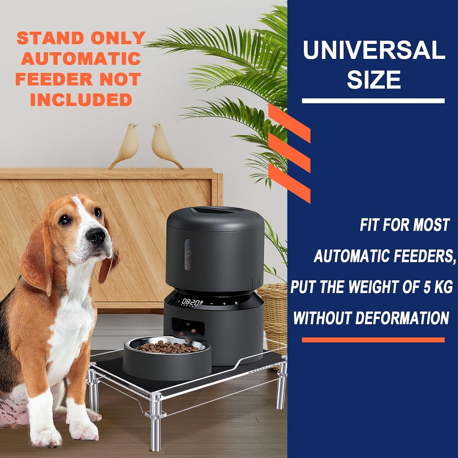 Raised Dog Feeder Stand Elevated Holder for Automatic Cat & Dog Feeders Pet Water Bowl Dispenser Stand Adjustable Fits Small Jugs Holds 5KG, Black (Holder ONLY)
