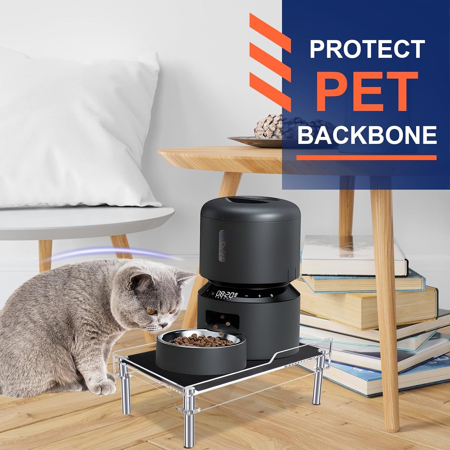 Raised Dog Feeder Stand Elevated Holder for Automatic Cat & Dog Feeders Pet Water Bowl Dispenser Stand Adjustable Fits Small Jugs Holds 5KG, Black (Holder ONLY)