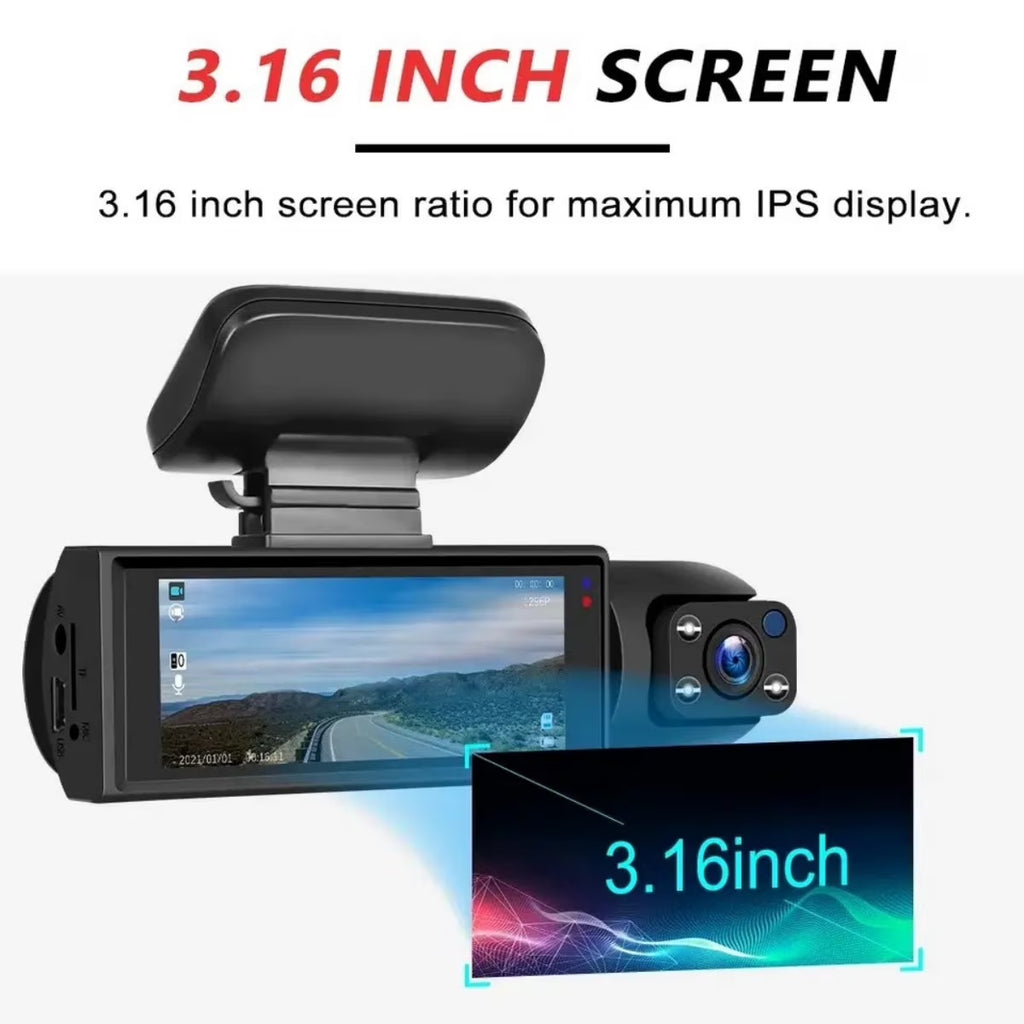 1080P Car Camera, Car Dash Cameras, Front and Inside, with Night Vision, Loop Recording DVR Camera