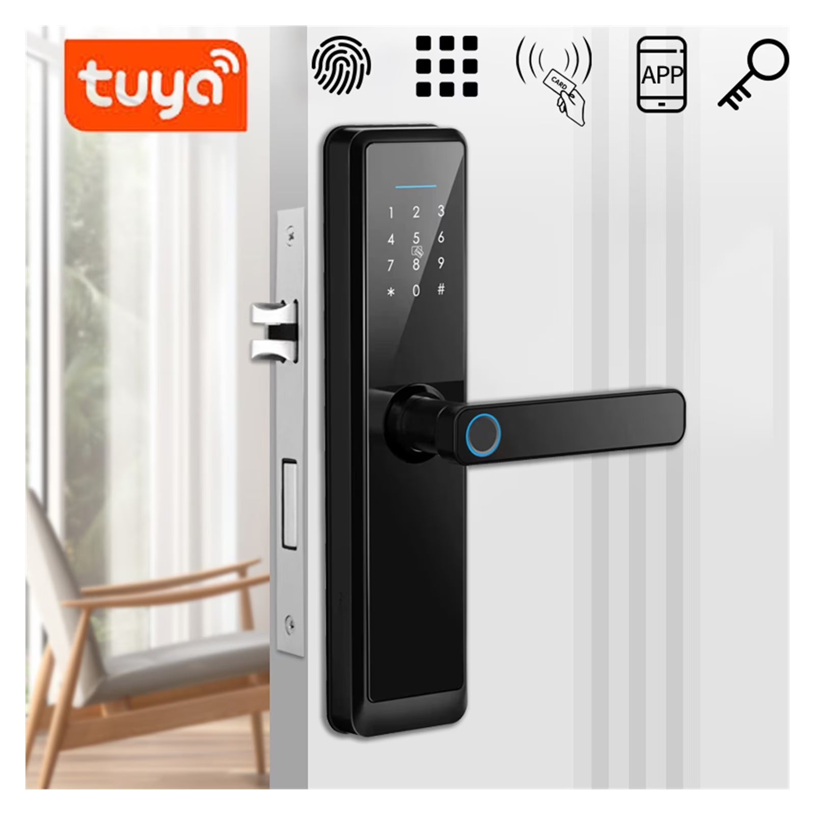 Tuya Biometric Fingerprint Door Lock Digital Smart Electronics Door Lock Password App Entry Door Lock for Home ,Easy to Use