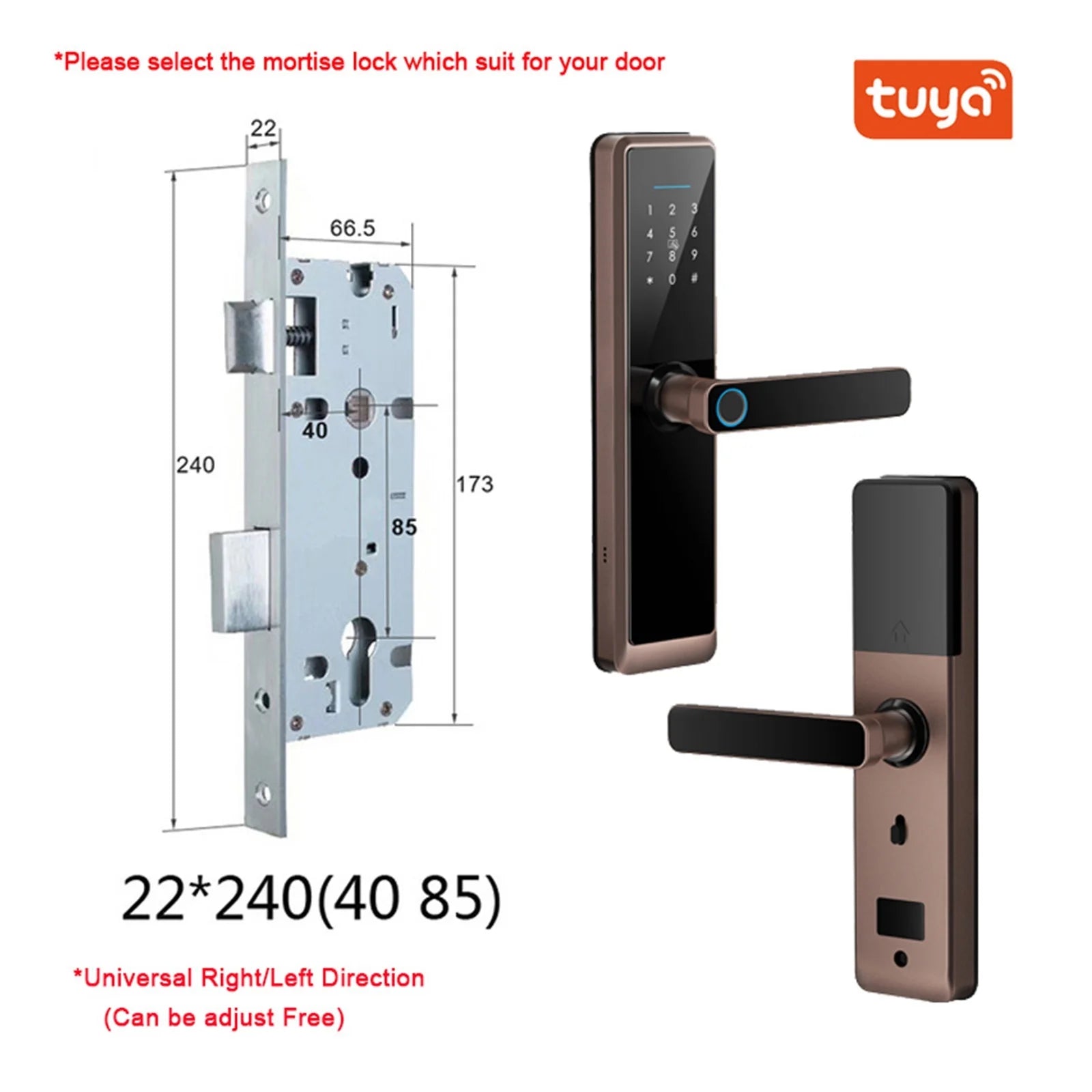 Tuya Biometric Fingerprint Door Lock Digital Smart Electronics Door Lock Password App Entry Door Lock for Home ,Easy to Use