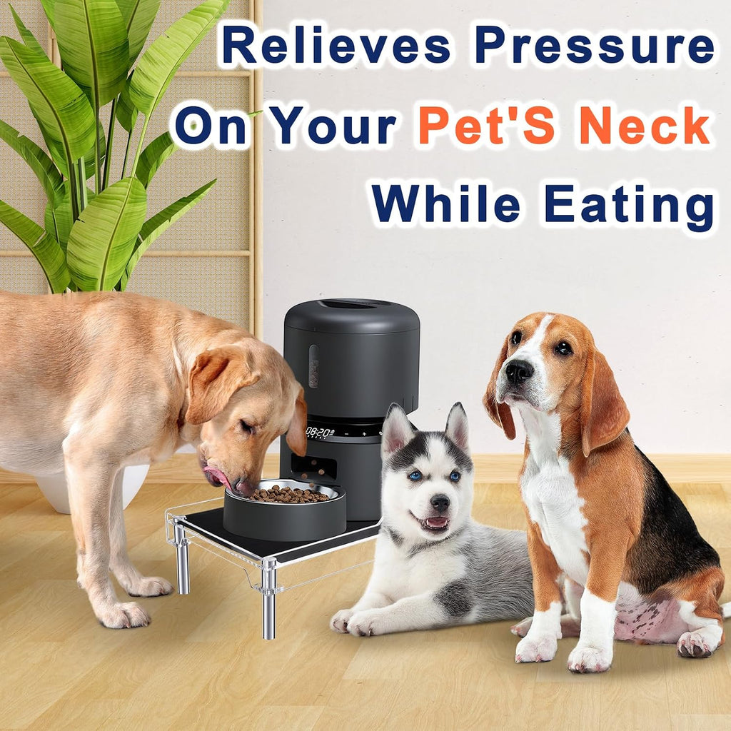 Raised Dog Feeder Stand Elevated Holder for Automatic Cat & Dog Feeders Pet Water Bowl Dispenser Stand Adjustable Fits Small Jugs Holds 5KG, Black (Holder ONLY)