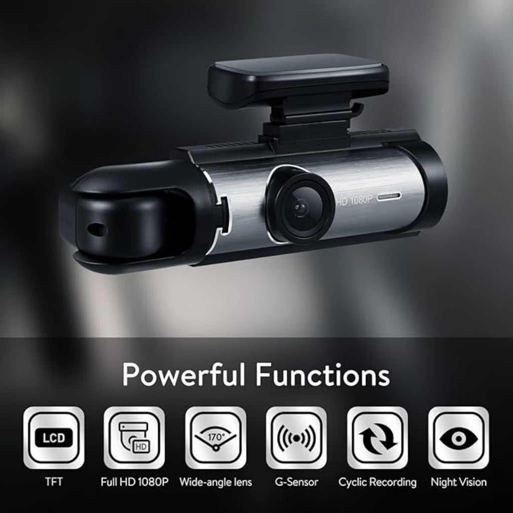 1080P Car Camera, Car Dash Cameras, Front and Inside, with Night Vision, Loop Recording DVR Camera