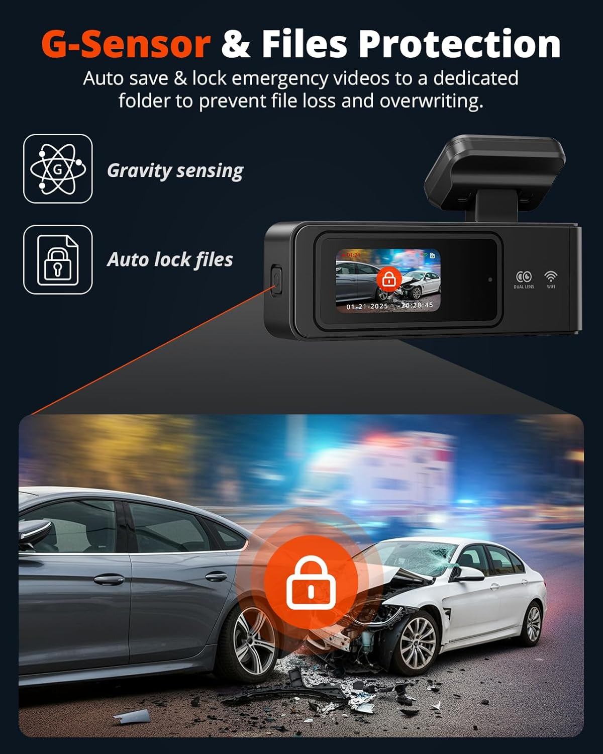 2K Dash Cam Front and Rear with 64GB SD Card, Wireless Wifi Dash Camera for Cars, 1.5'' Screen Mini Dashcam Front and Back, Support G-Sensor/Time Lapse 2 Kinds Parking Monitor
