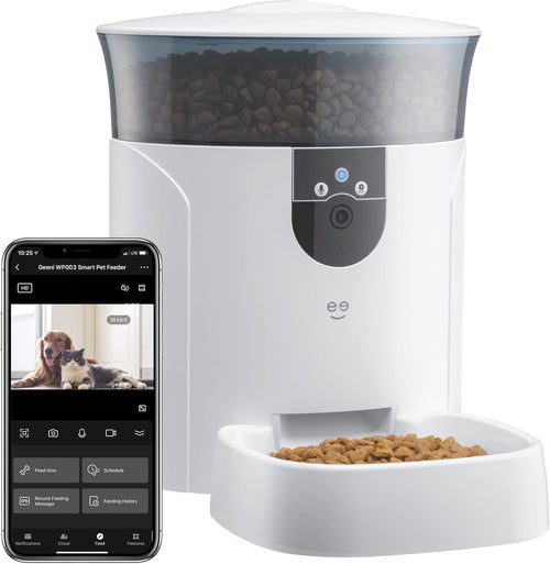 7L Automatic Cat Feeders with Smart Home Pet Camera, Timer & Voice, Automatic Dog Feeder for Alexa & Google