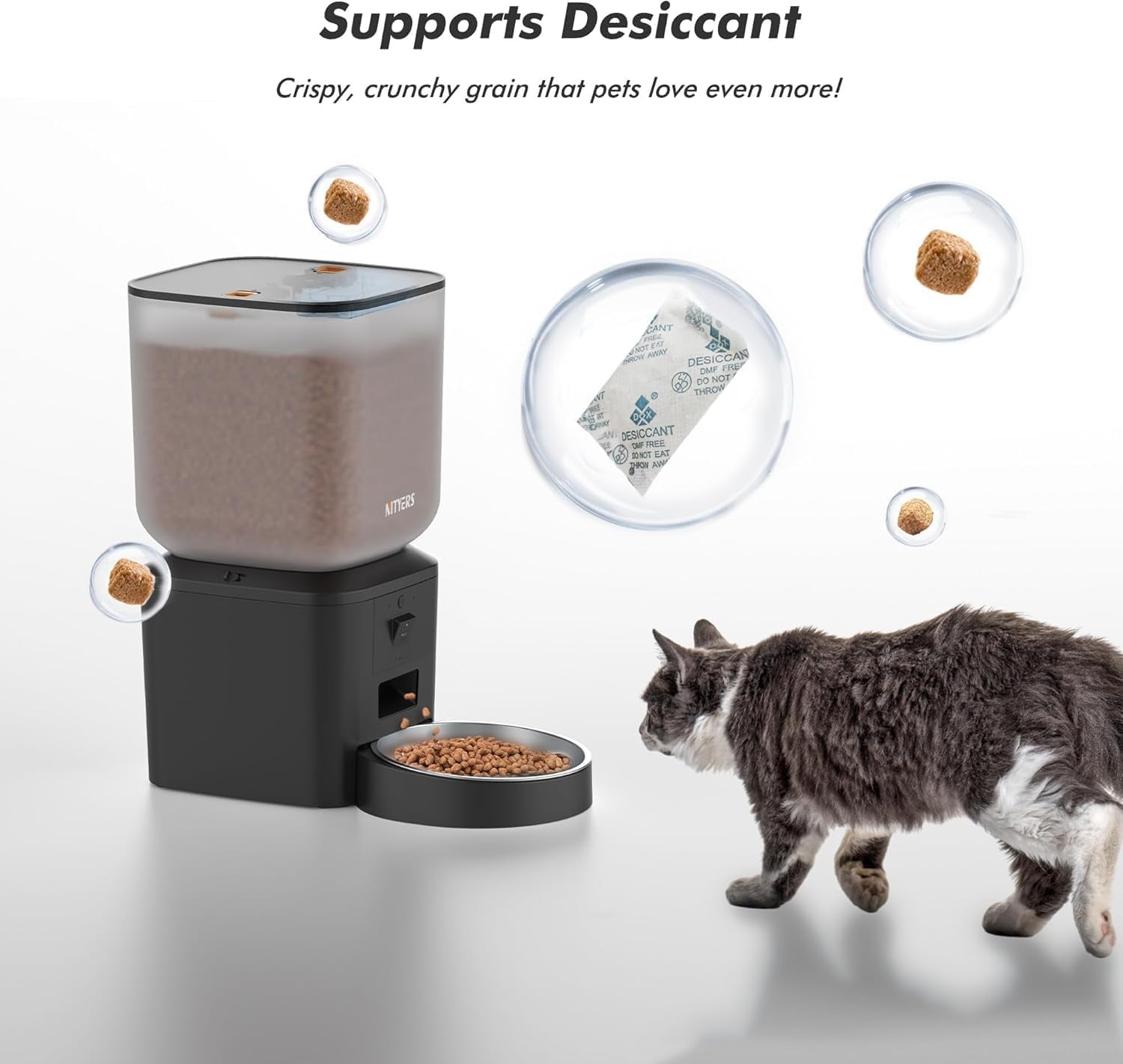 Automatic Dog & Cat Feeder with Camera & Wifi – 8L/34 Cups, 1080P Night Vision, 2.4 & 5G Wifi, 2-Way Talk, 10S Voice Recording, Timed Food Dispenser, up to 99 Portions, 15 Meals per Day